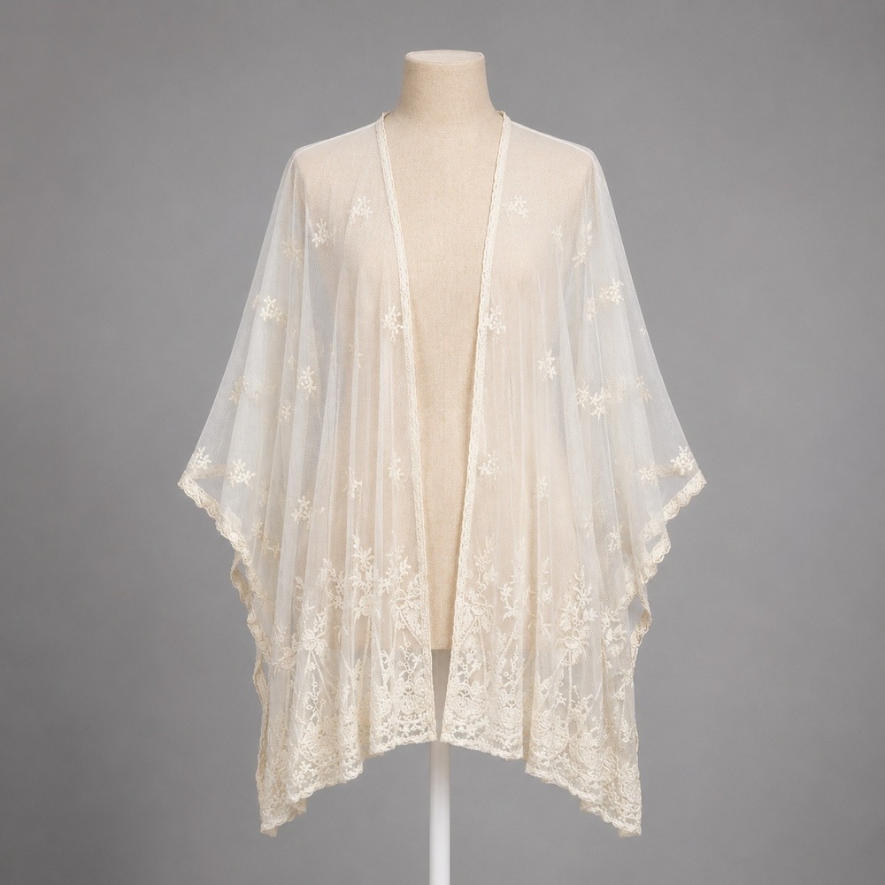 Crochet Fairy Lace‎ Mesh Kimono Cardigan Size M Boho Embroidered Festival Indie
